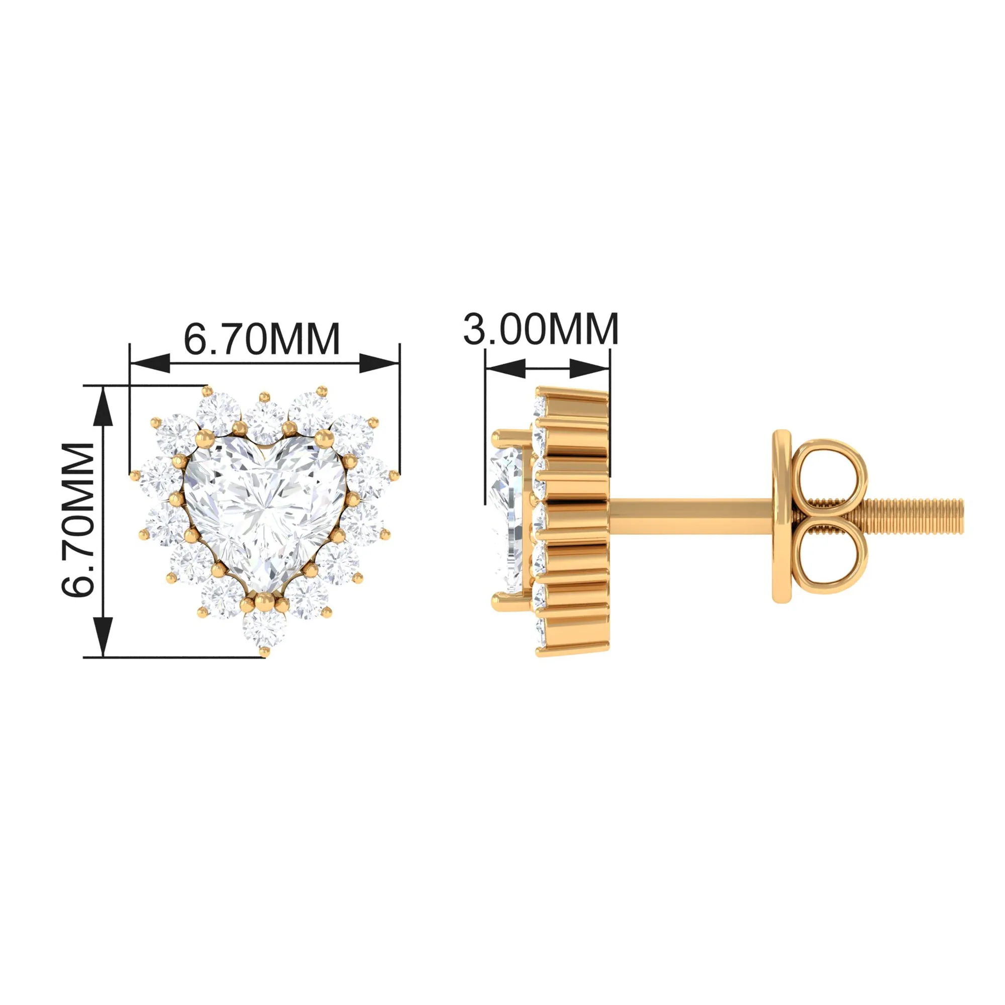 Heart Shape Cubic Zirconia Halo Stud Earrings