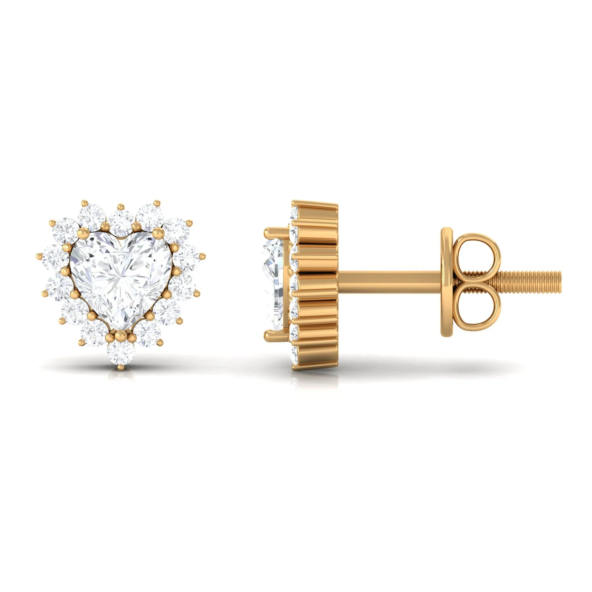 Heart Shape Cubic Zirconia Halo Stud Earrings