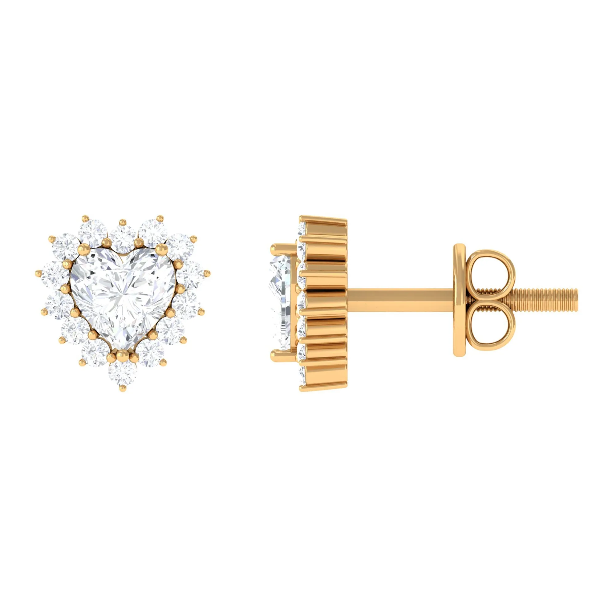 Heart Shape Cubic Zirconia Halo Stud Earrings