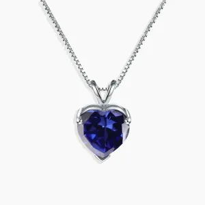 Heart Shaped Sapphire Necklace in Sterling Silver - Irosk®