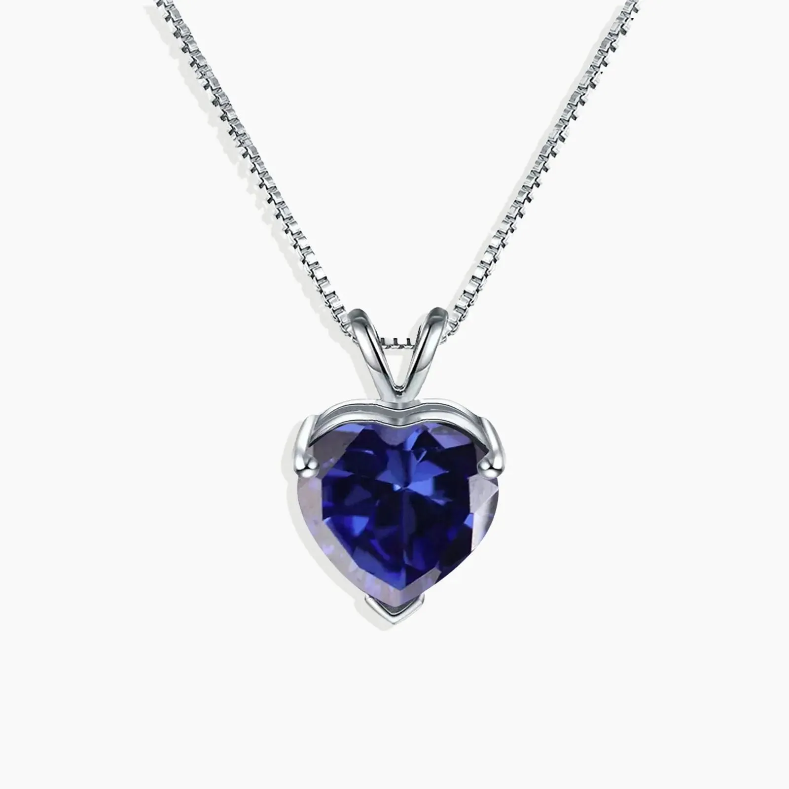 Heart Shaped Sapphire Necklace in Sterling Silver - Irosk®