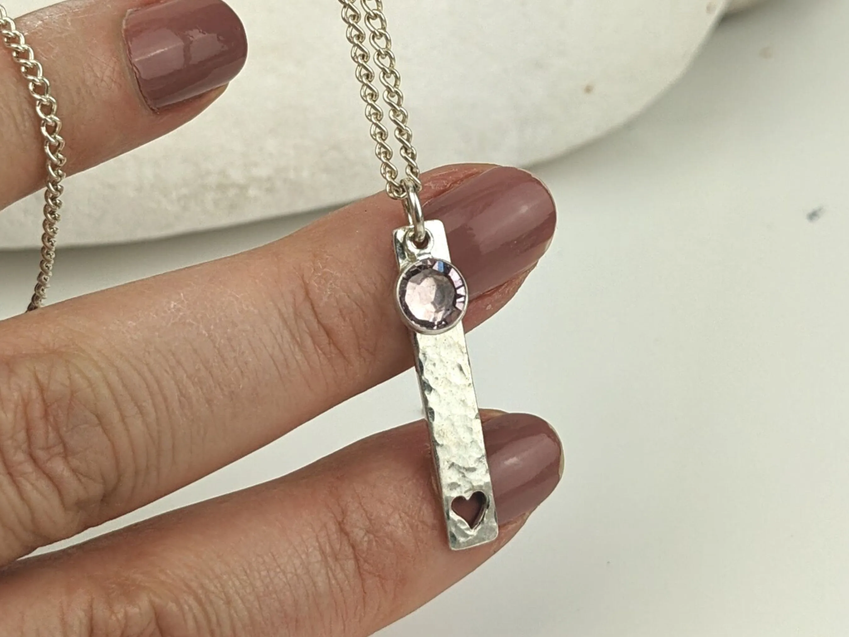 June Birthstone Minimalist Necklace // Swarovski Light Amethyst pendant, June Gemini Cancer birthday gift ideas