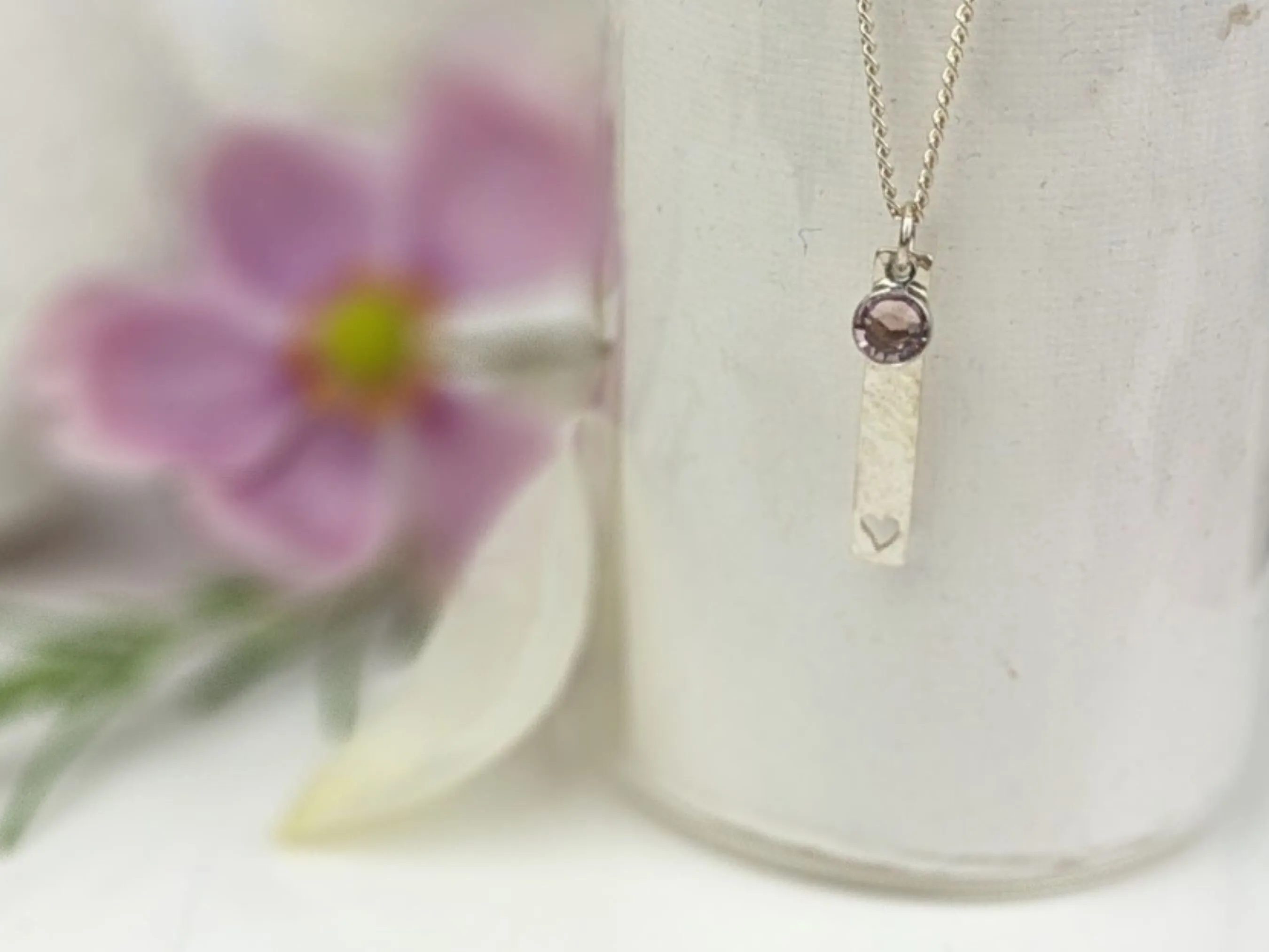 June Birthstone Minimalist Necklace // Swarovski Light Amethyst pendant, June Gemini Cancer birthday gift ideas