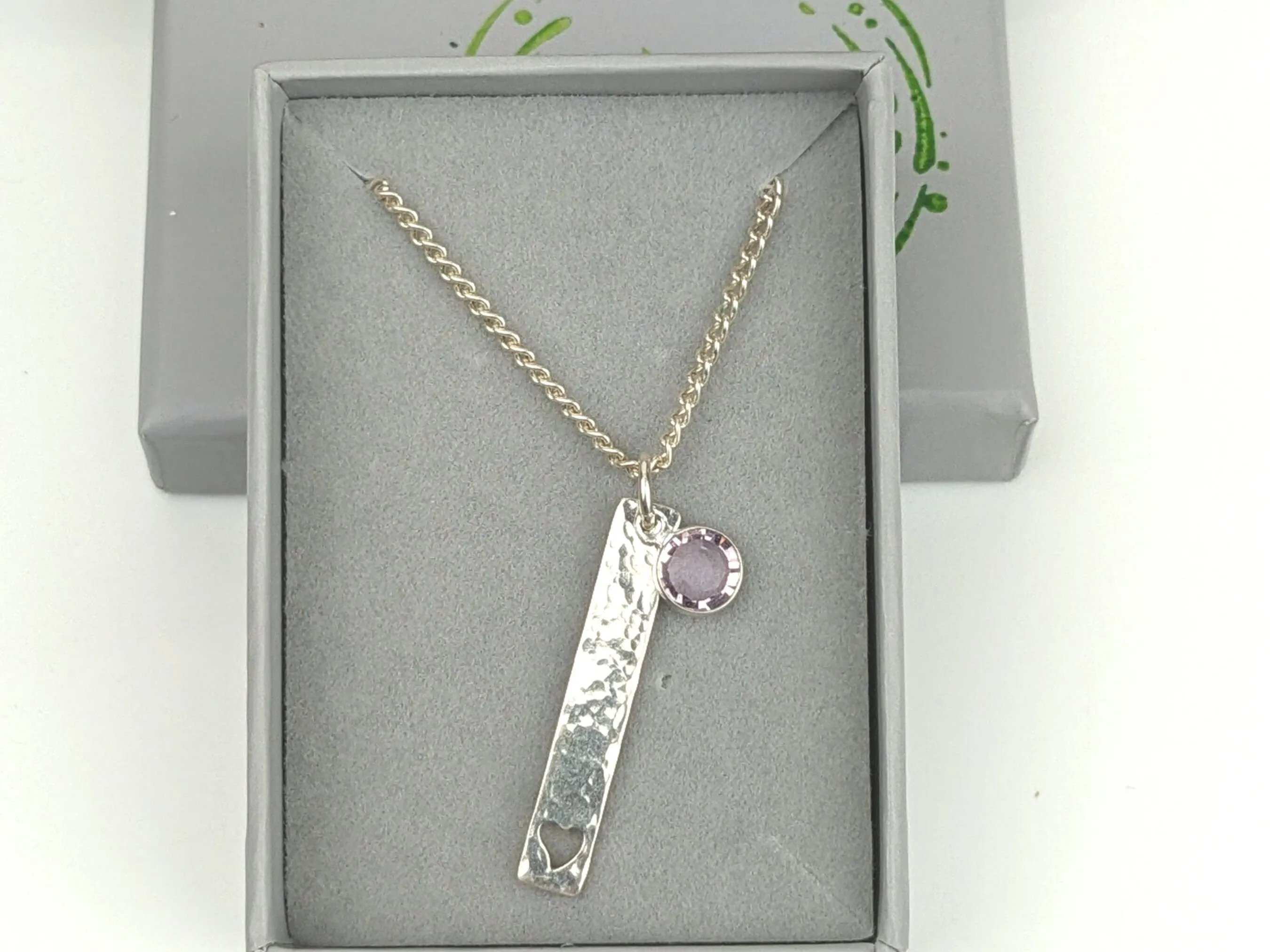 June Birthstone Minimalist Necklace // Swarovski Light Amethyst pendant, June Gemini Cancer birthday gift ideas