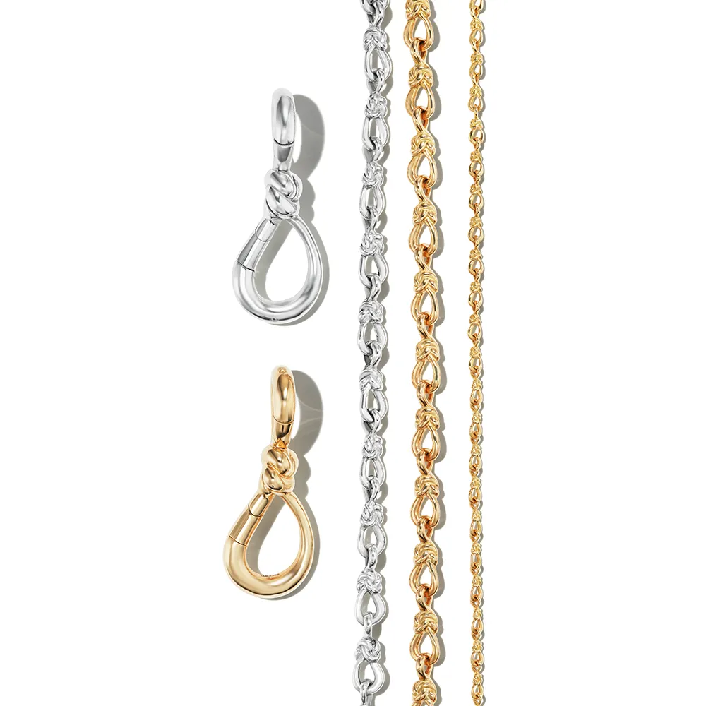 Large True Lover's Knot Handmade Bracelet Chain in Silver
