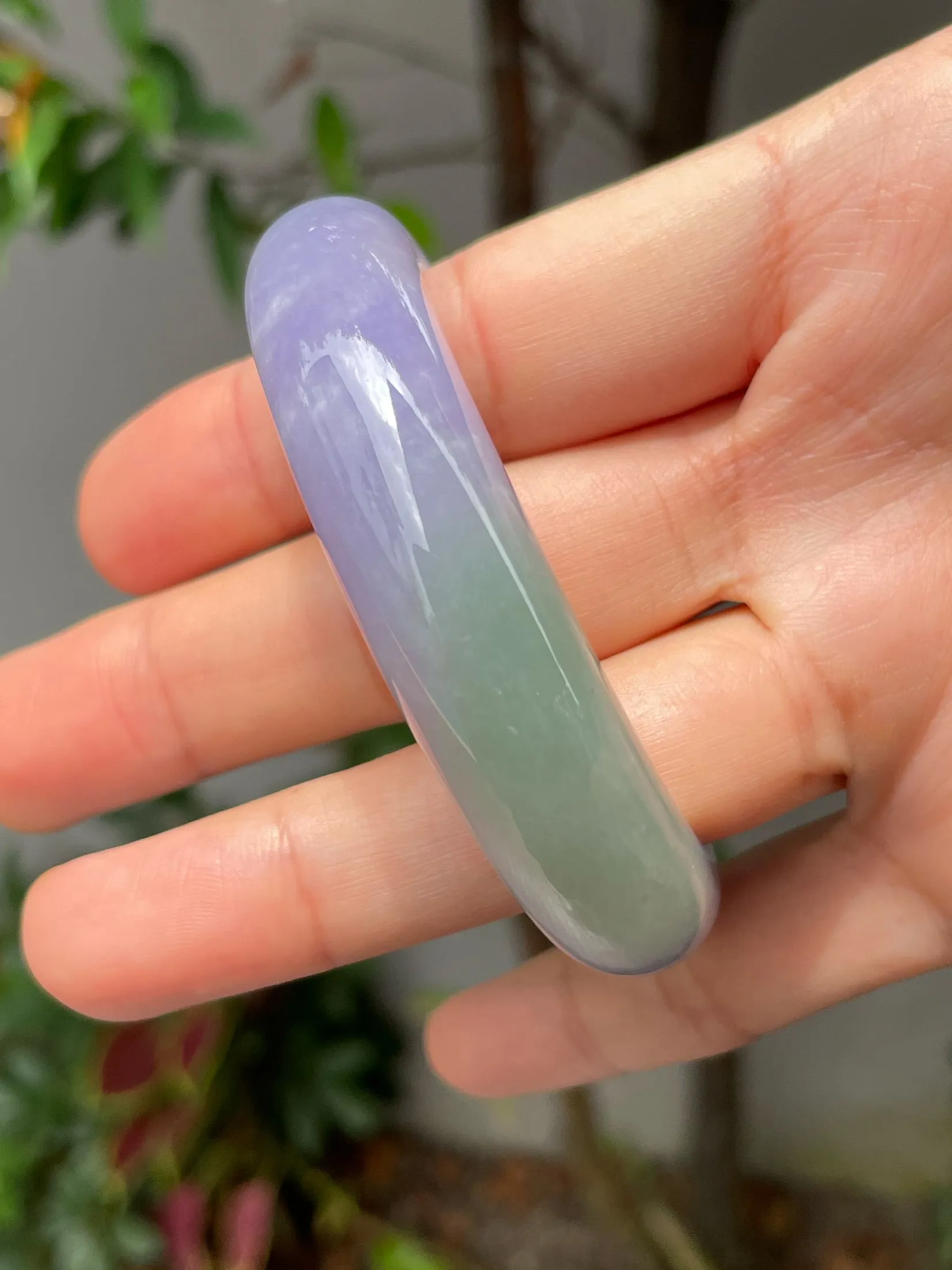 Lavender with Green Jade Bangle | 54mm (NJBA039)