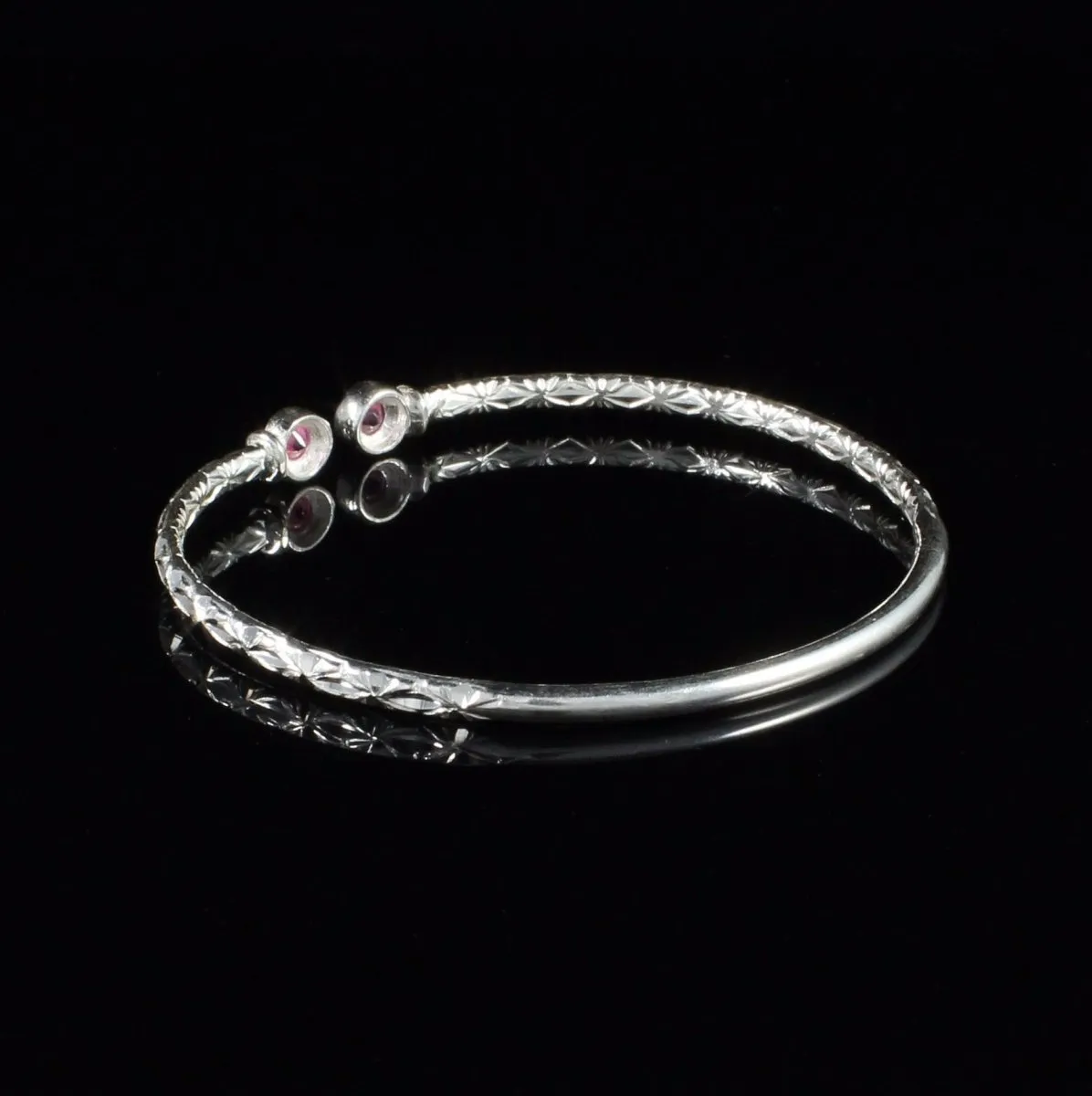 Light Bangle with Pink CZ October Birthstone
