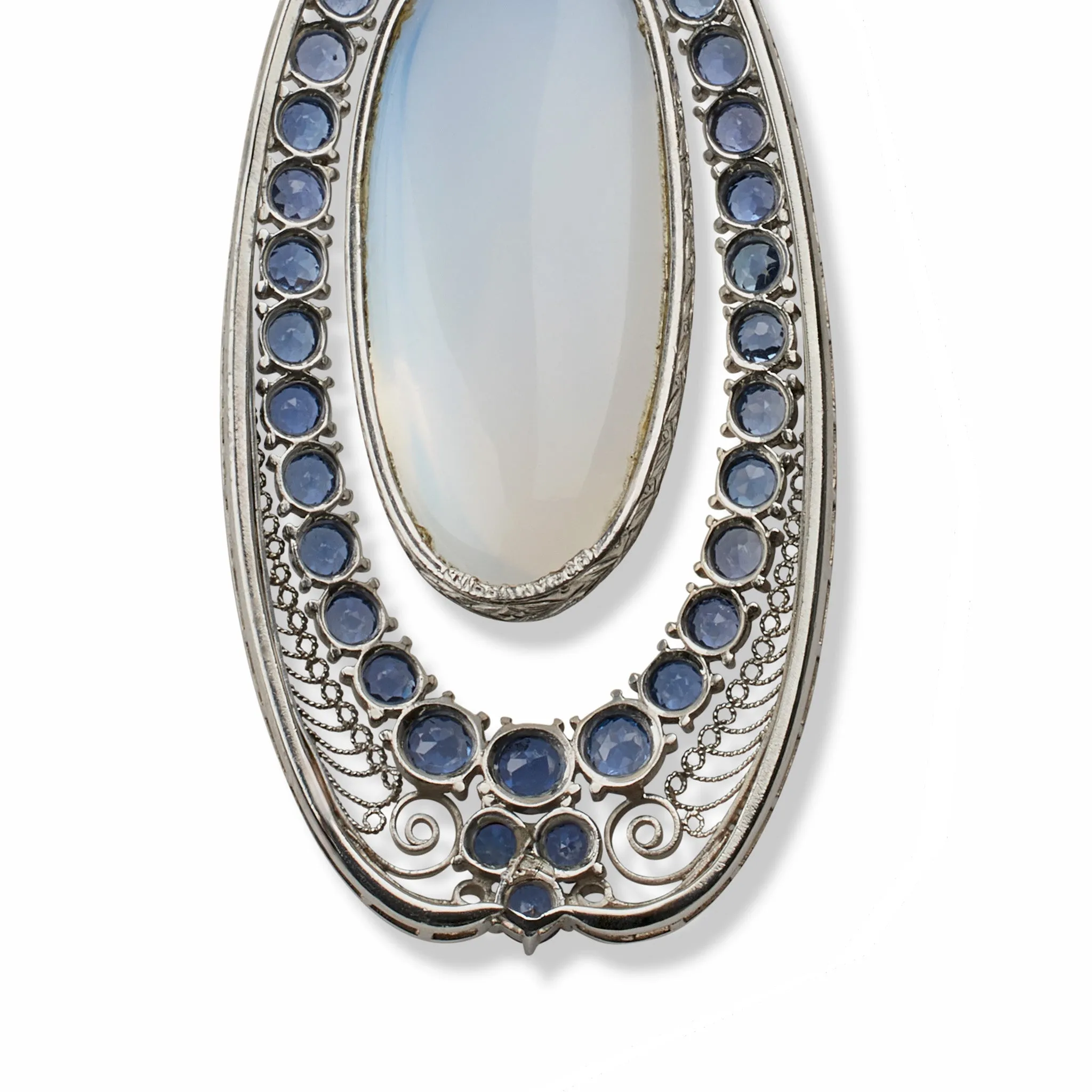 Louis Comfort Tiffany for Tiffany & Co. Moonstone and Sapphire Pendant Necklace