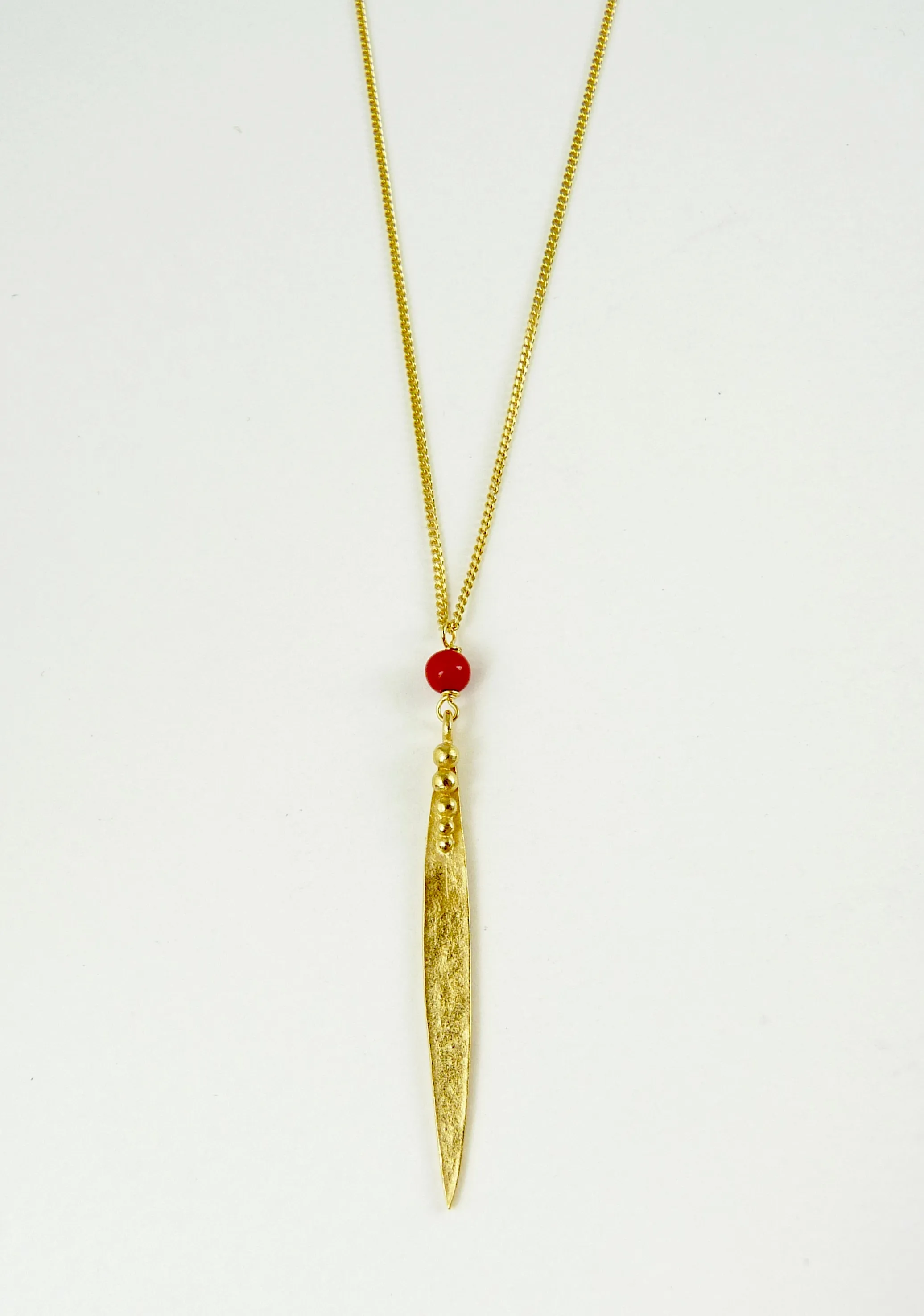 Medium Madeleine Leaf Necklace with Red Coral