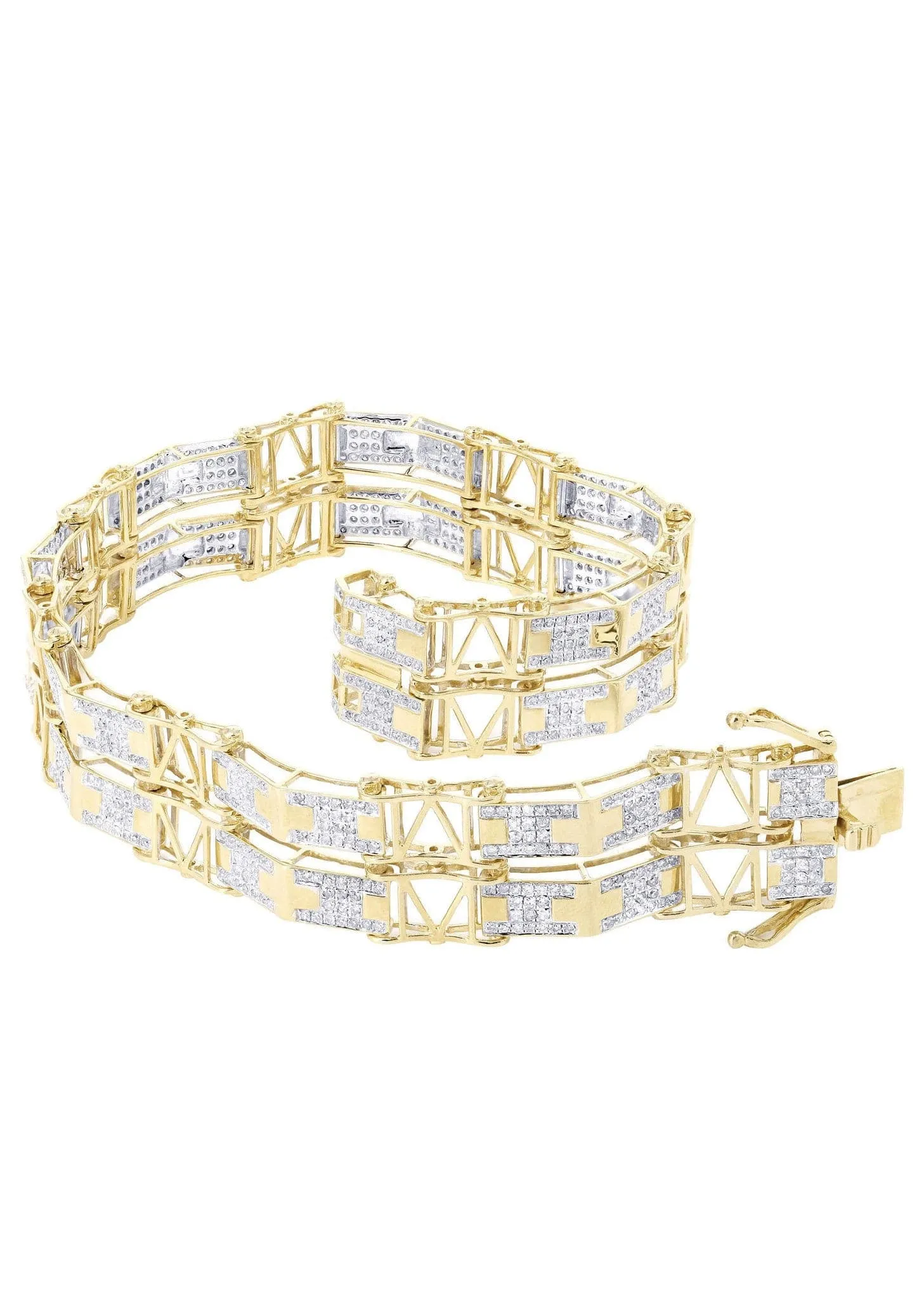 Mens Diamond Bracelet Yellow Gold| 2.73 Carats| 28.4 Grams