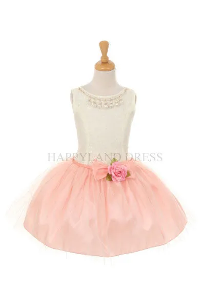 Mint Pearl Necklace Short Tulle Dress D5252