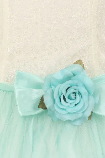 Mint Pearl Necklace Short Tulle Dress D5252