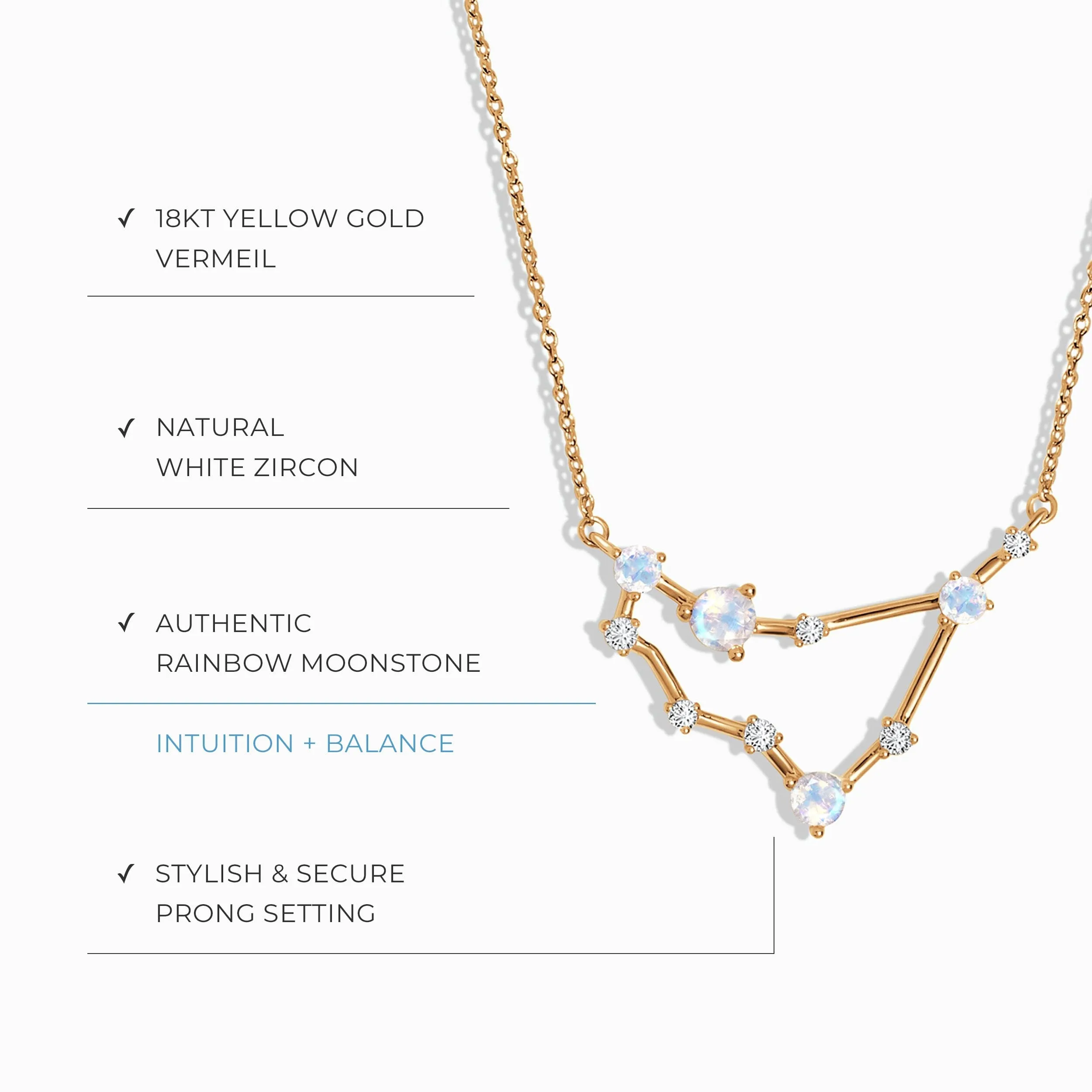 Moonstone Necklace - Capricorn Zodiac Constellation