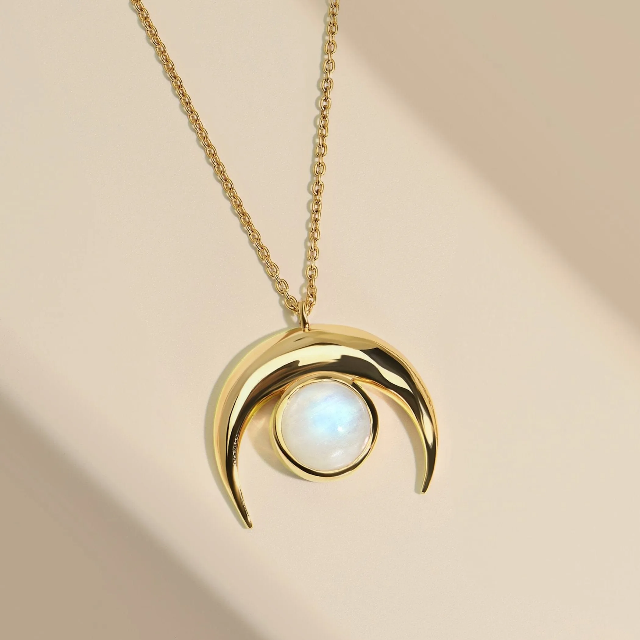 Moonstone Necklace - Crescent Moon