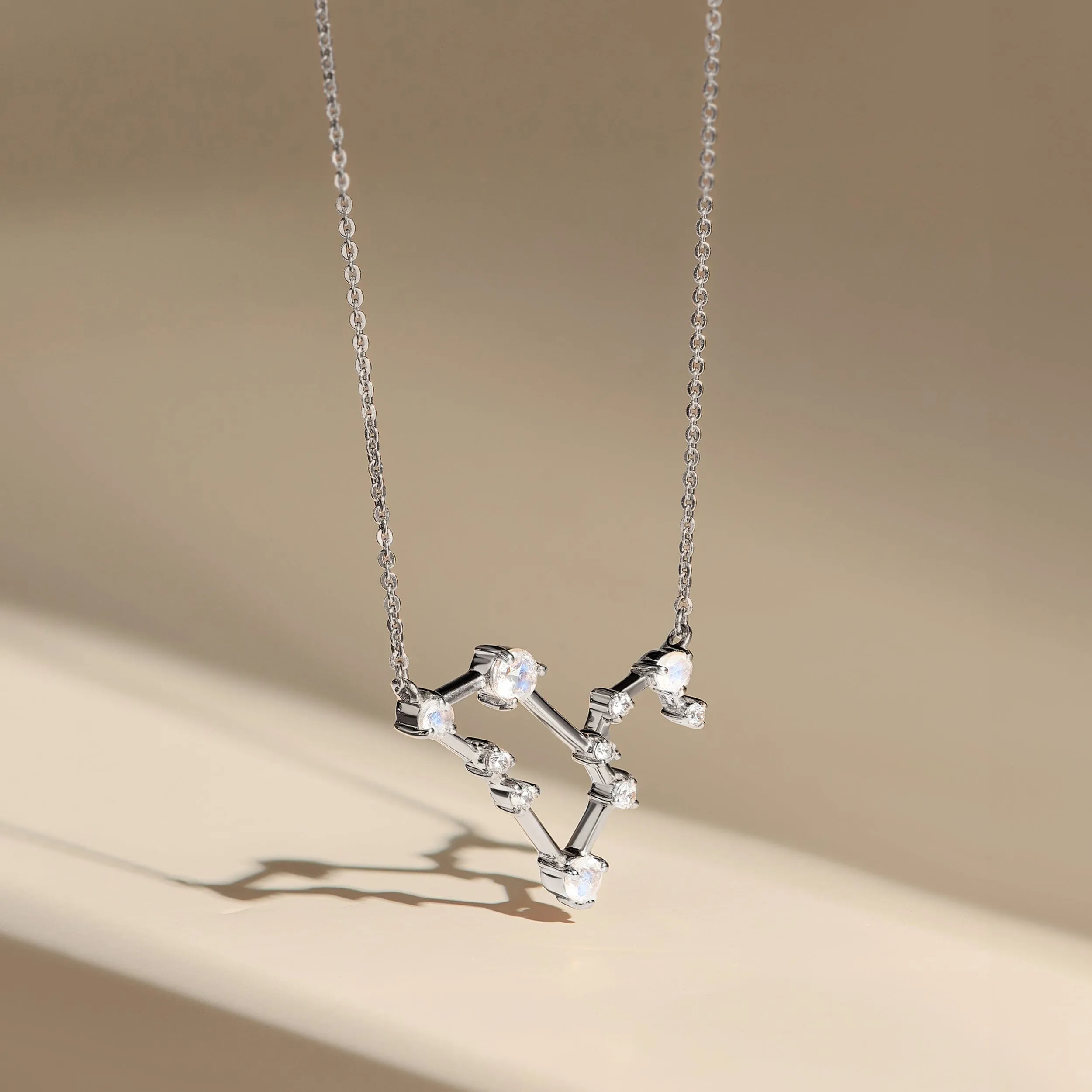 Moonstone Necklace - Leo Zodiac Constellation