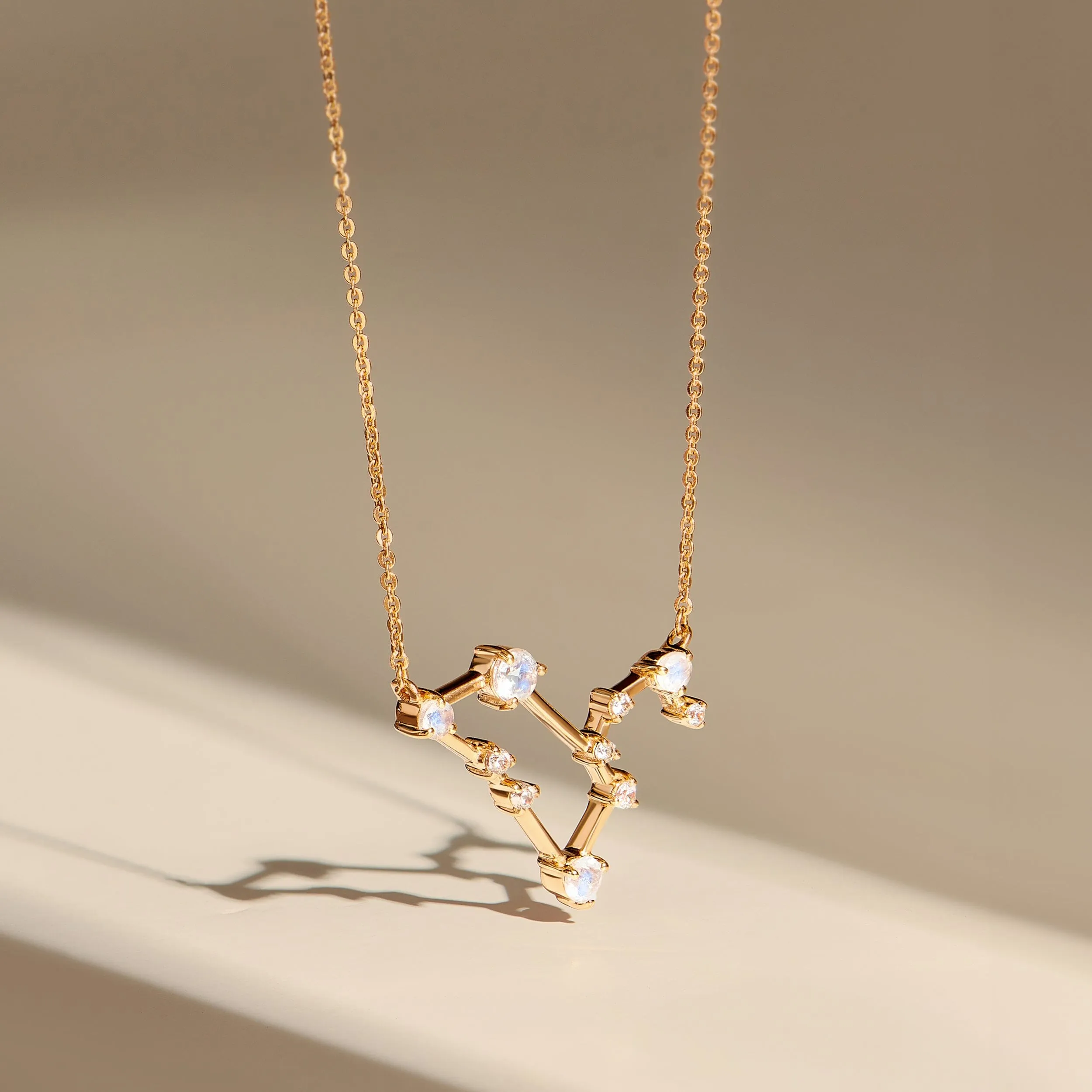 Moonstone Necklace - Leo Zodiac Constellation