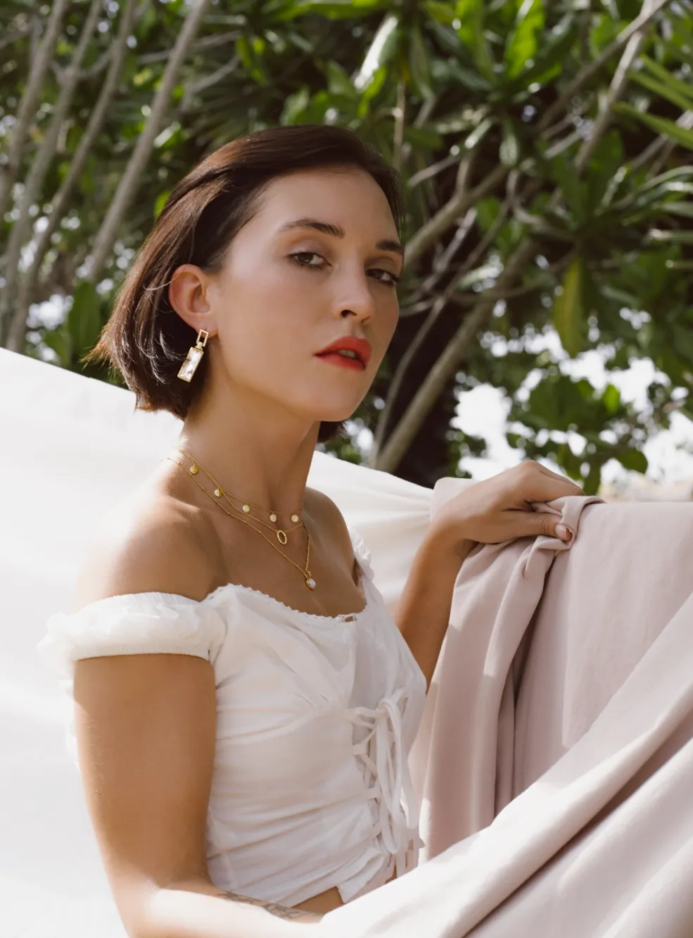 Moonstone With Bubble Chain Necklace
