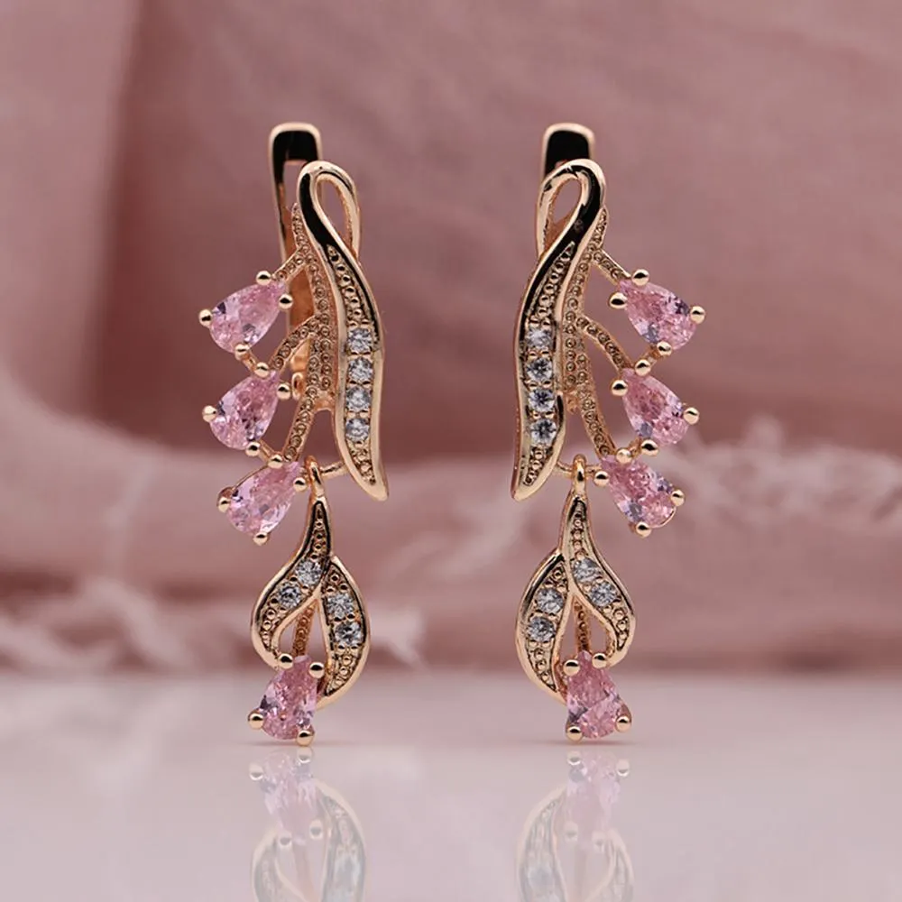 Multi Color Water Drop Zircon Long Dangle Earrings