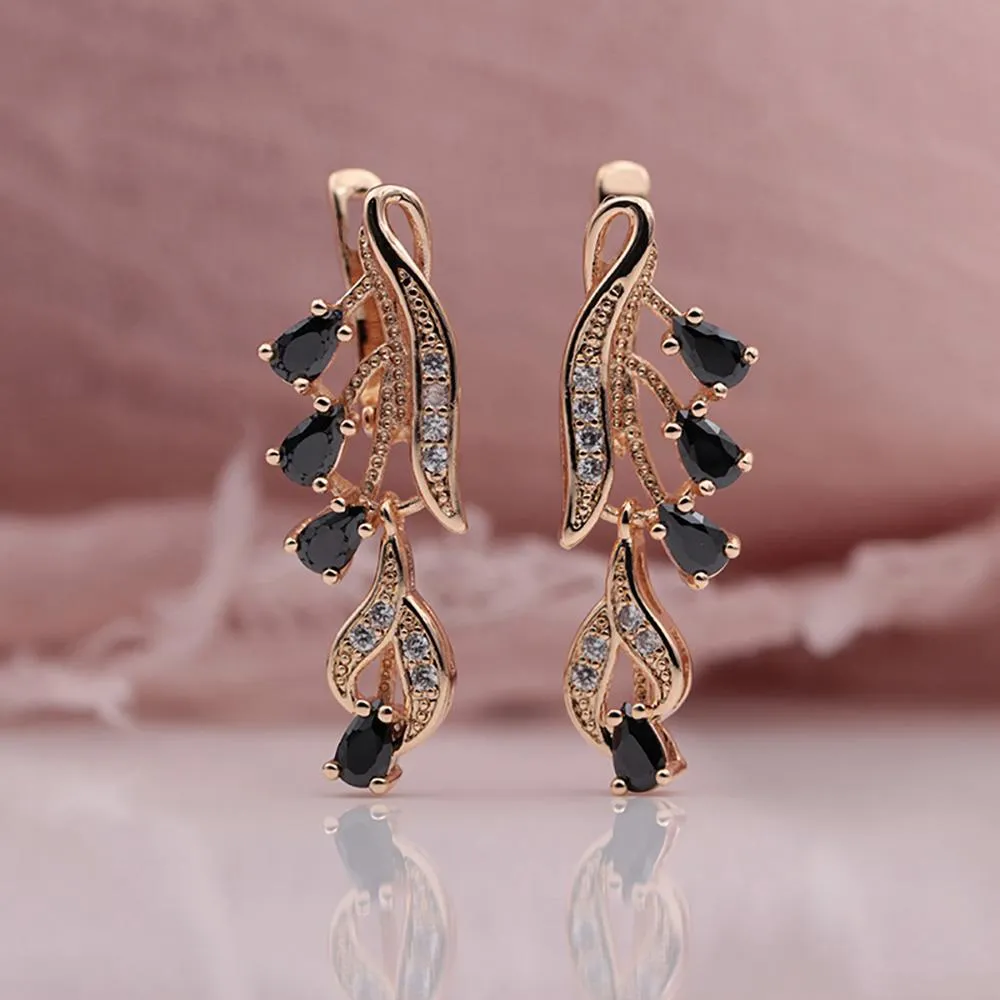 Multi Color Water Drop Zircon Long Dangle Earrings