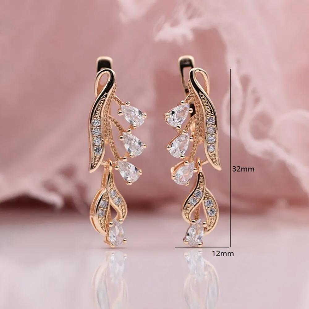 Multi Color Water Drop Zircon Long Dangle Earrings
