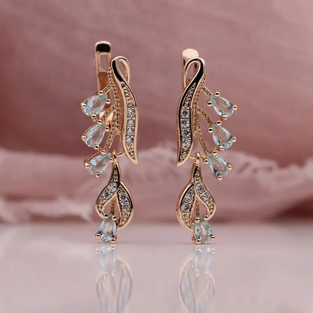 Multi Color Water Drop Zircon Long Dangle Earrings