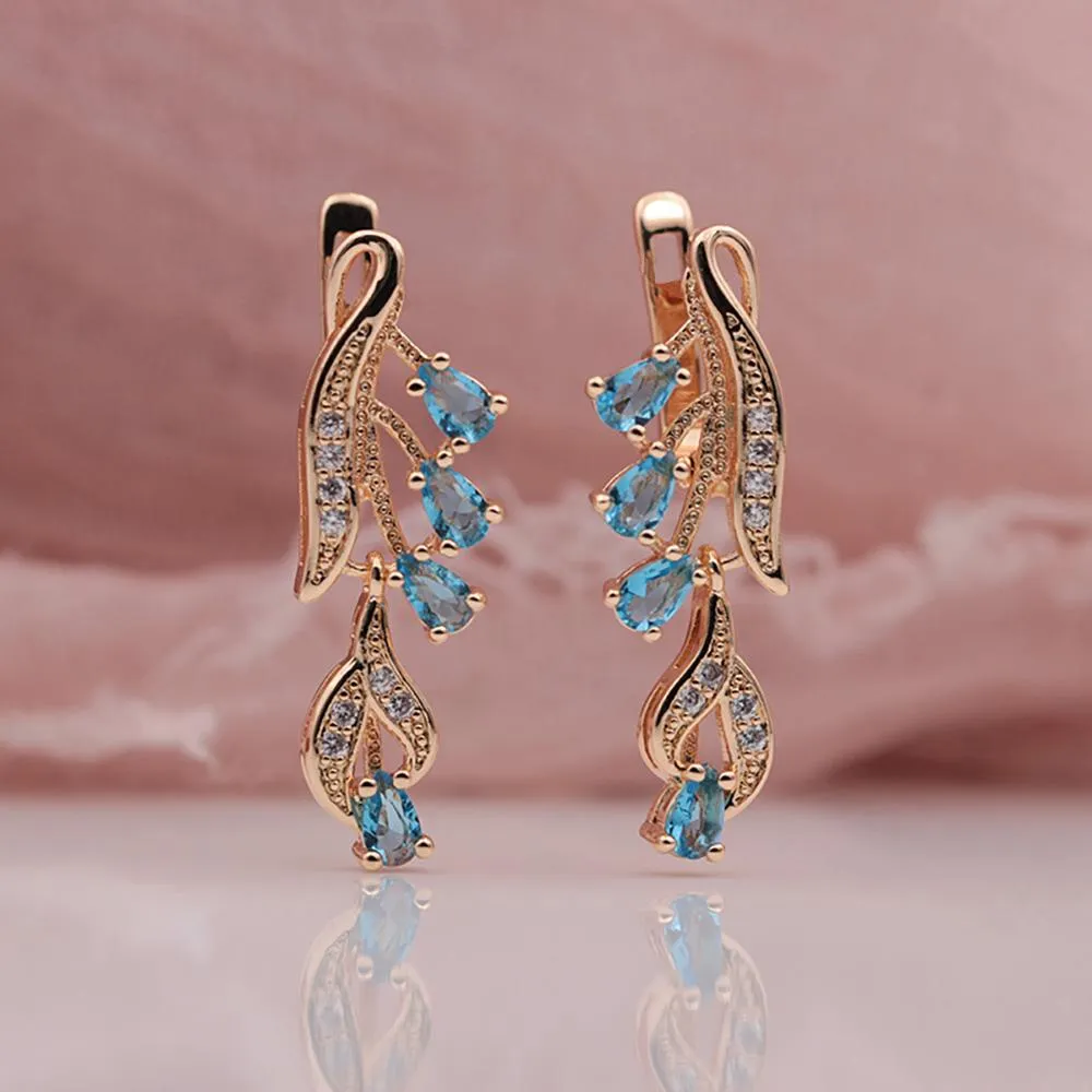 Multi Color Water Drop Zircon Long Dangle Earrings