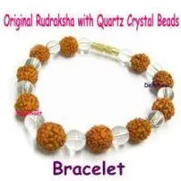 Natural 5 faced Rudraksha Bracelet with Quartz Crystal Beads