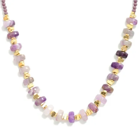 Natural Stone and Faceted Bead Necklace-Amethyst