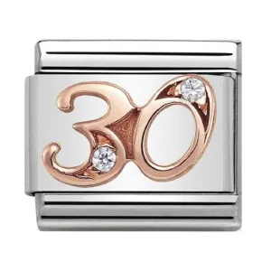 NOMINATION Link Rose Gold and CZ Number 30
