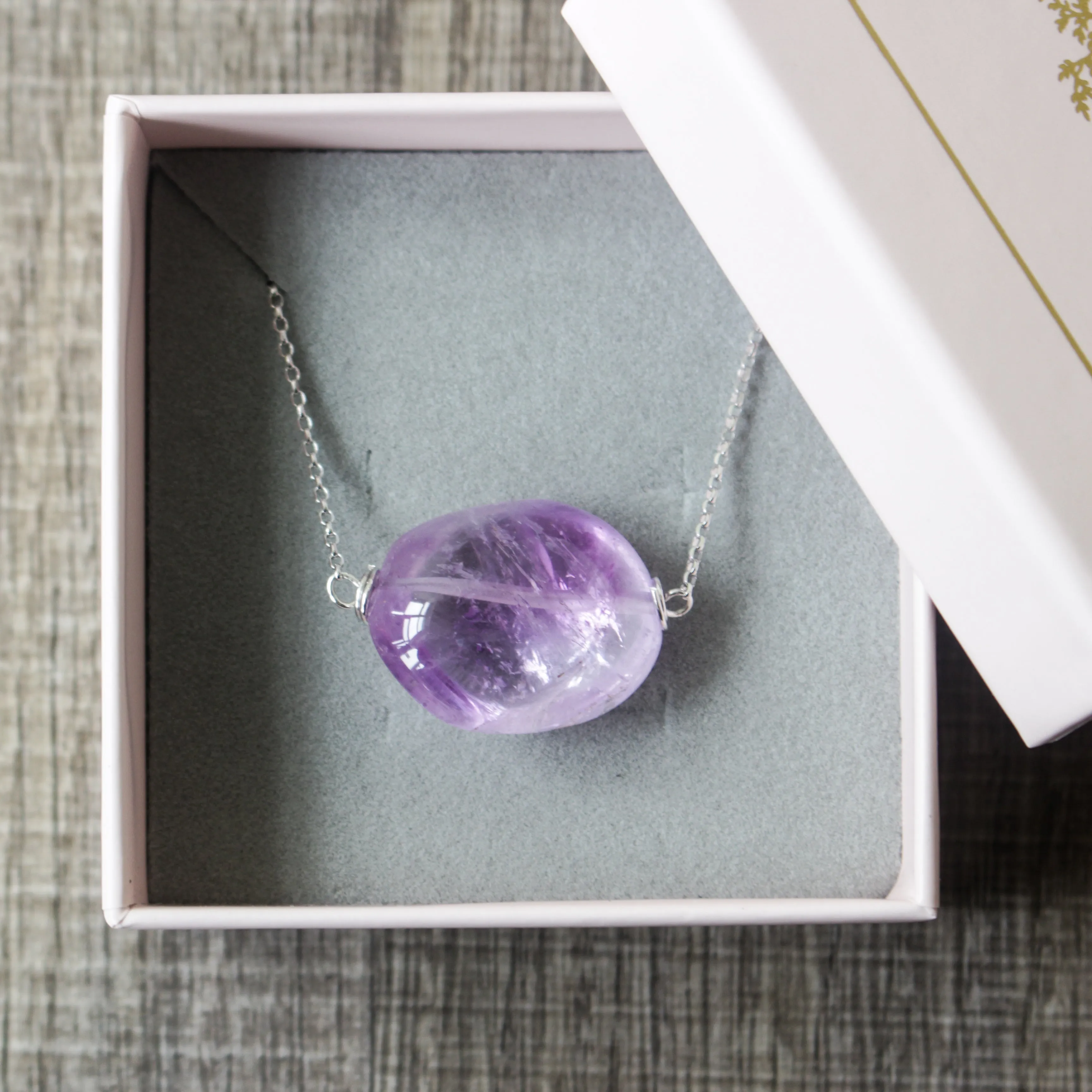 Organic Shaped Amethyst Long Necklace