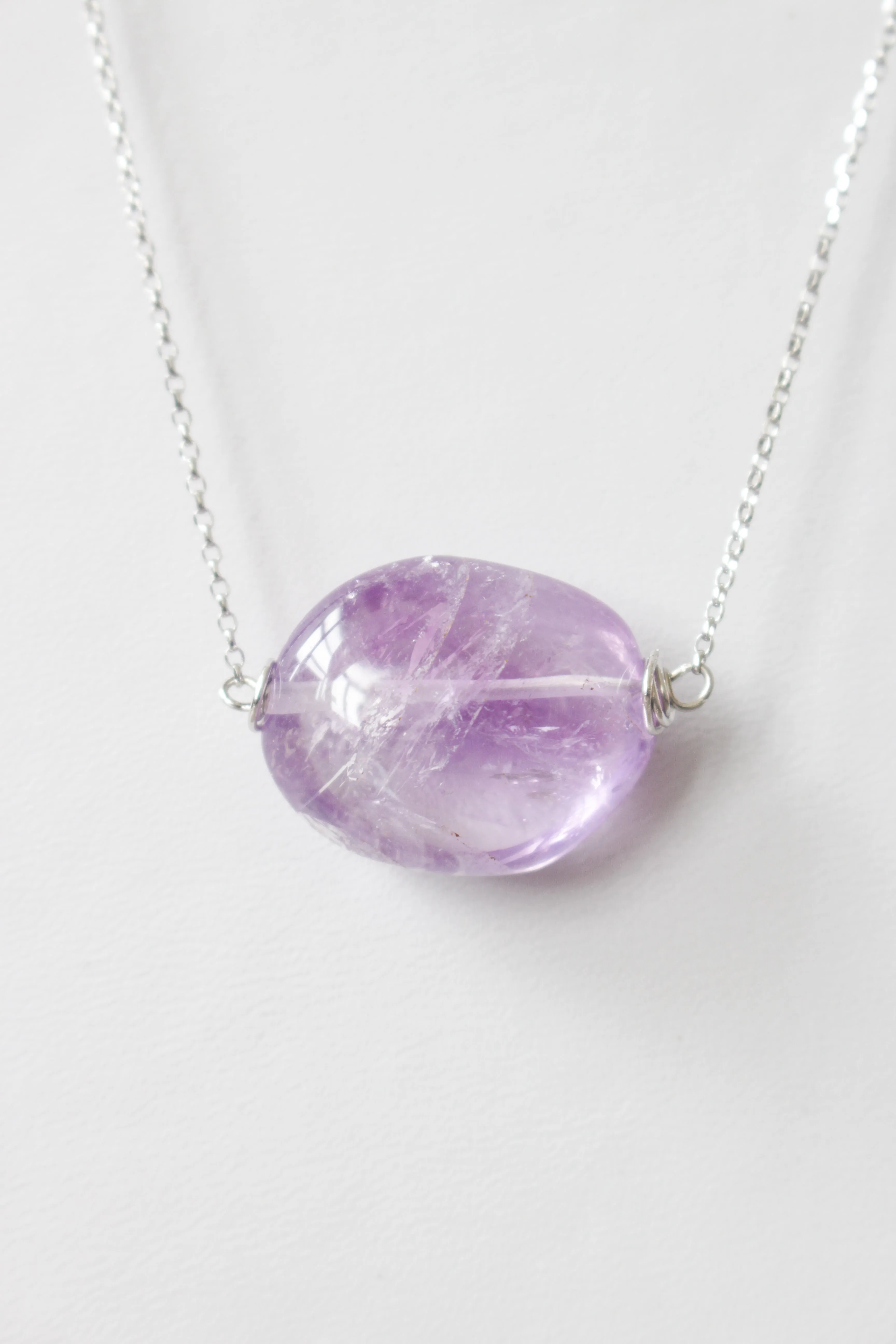 Organic Shaped Amethyst Long Necklace