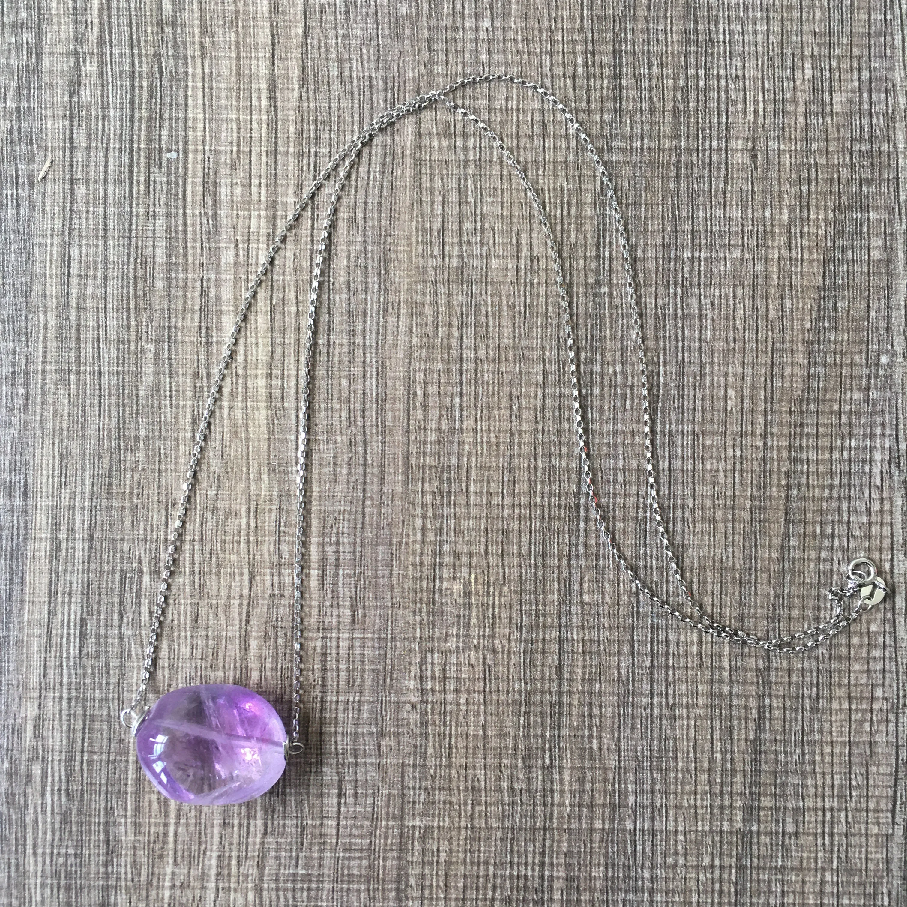 Organic Shaped Amethyst Long Necklace