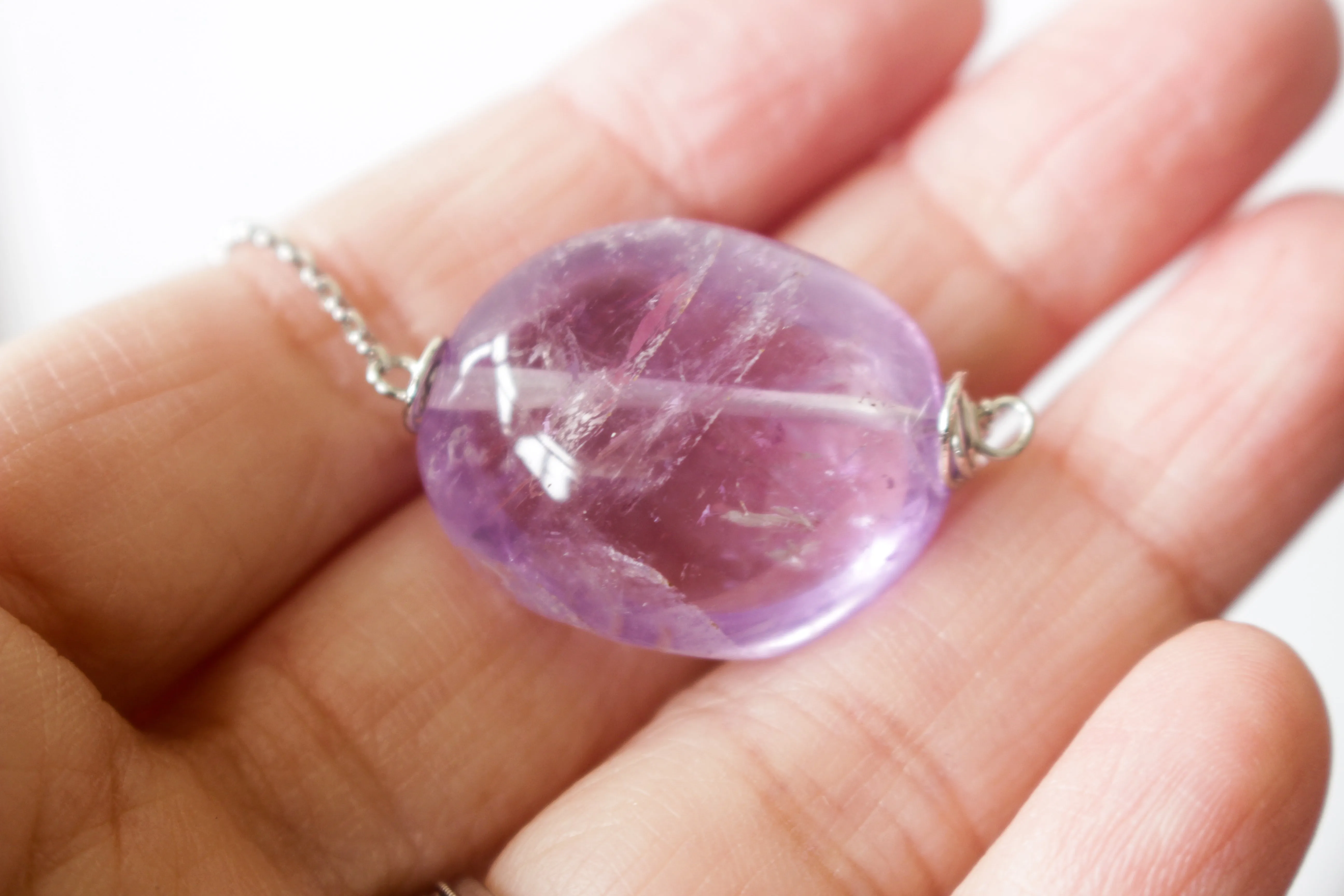 Organic Shaped Amethyst Long Necklace