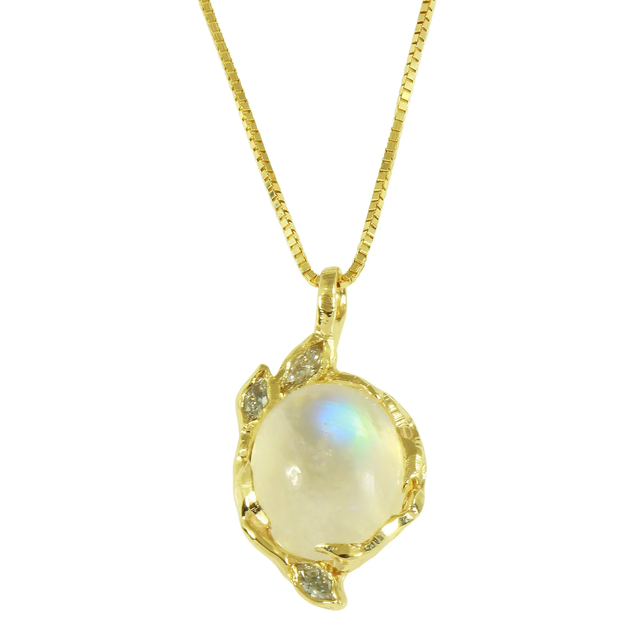 Oval Marquise Leaf Necklace, Moonstone
