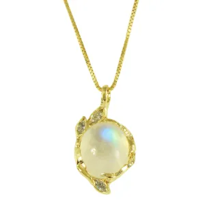 Oval Marquise Leaf Necklace, Moonstone