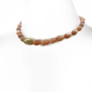 Peach Moonstone Crownwork Necklace