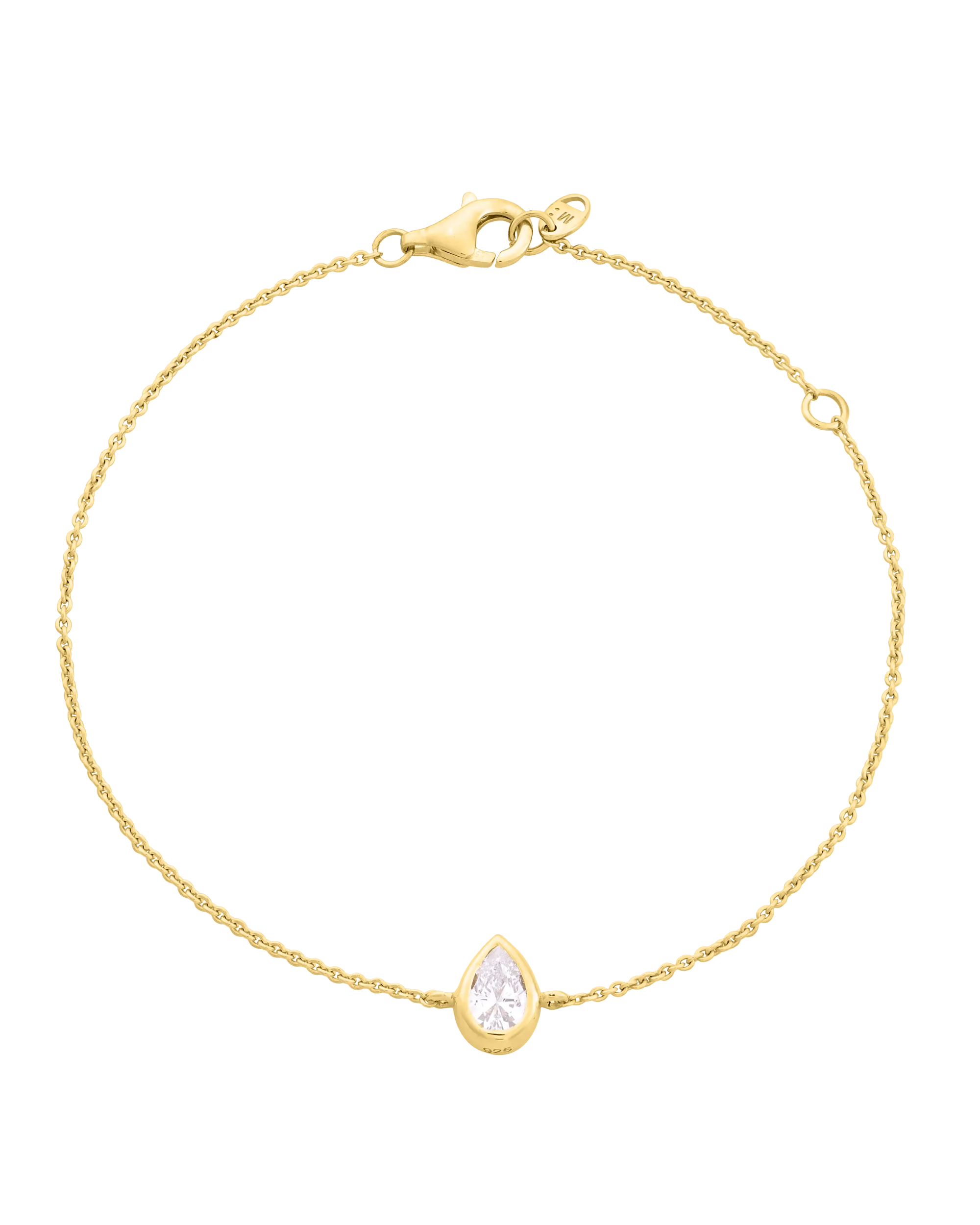 Pear Solitaire Diamond Bracelet - 18K Gold Vermeil