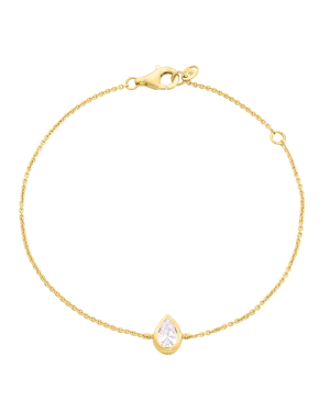 Pear Solitaire Diamond Bracelet - 18K Gold Vermeil