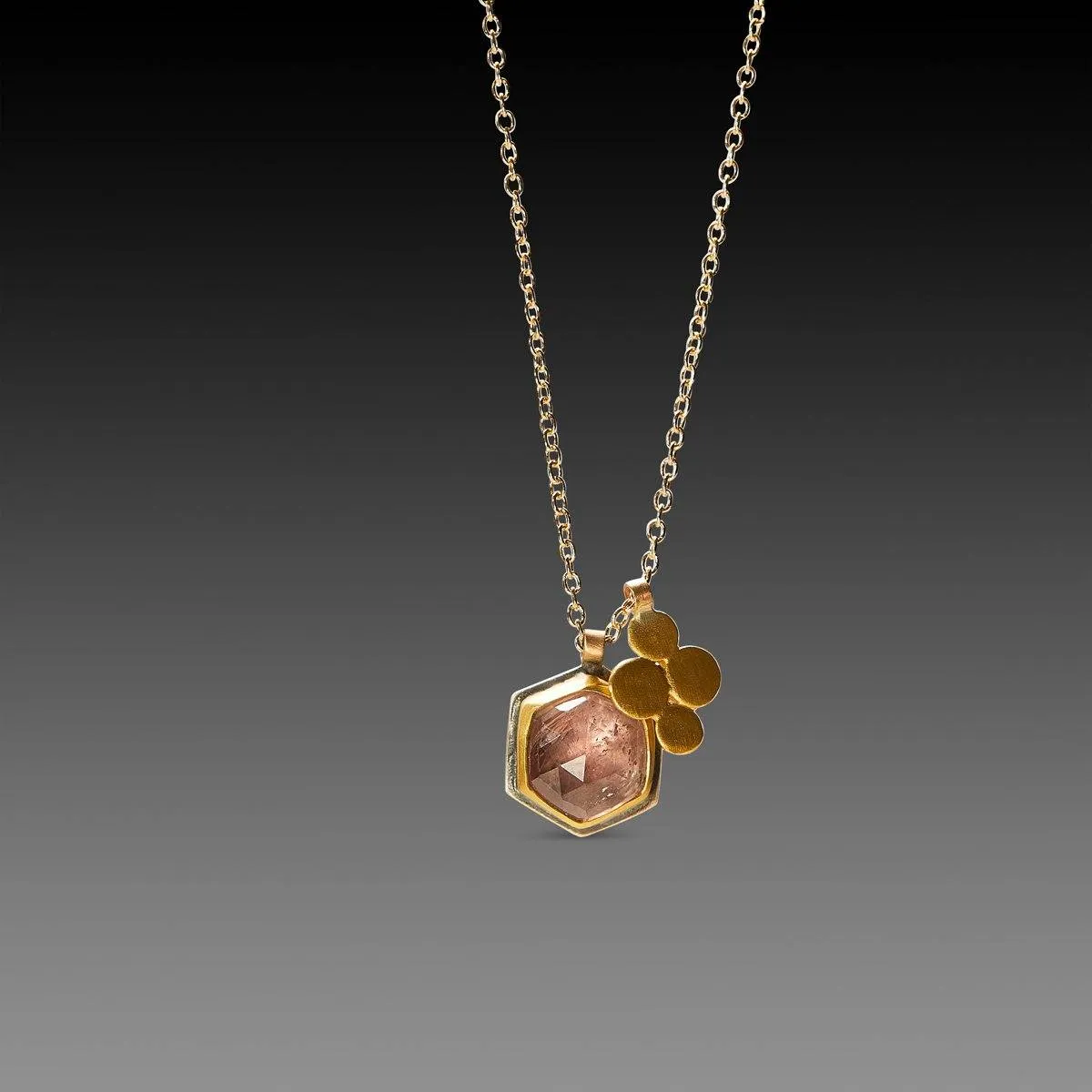 Pink Sapphire Necklace with 22k Gold Charm