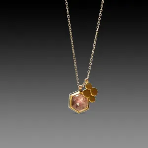 Pink Sapphire Necklace with 22k Gold Charm