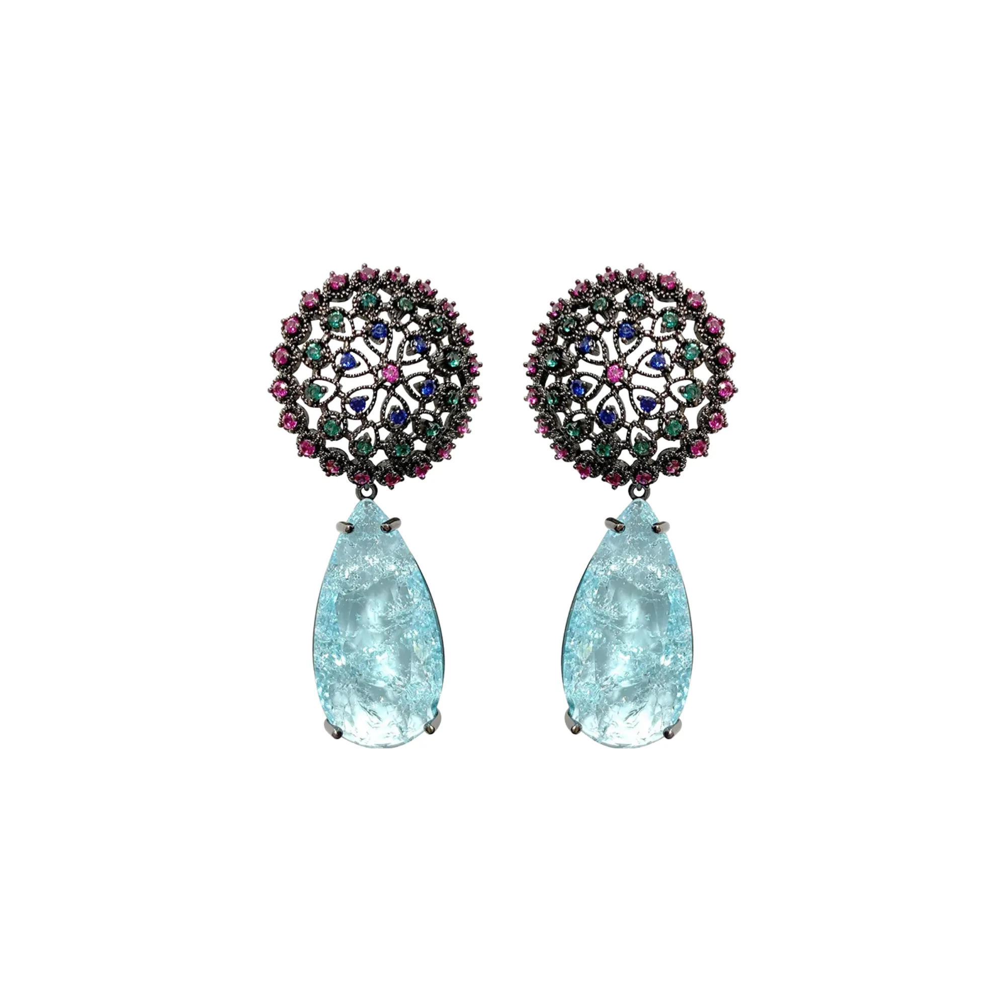 Pre Order:  Floral Stud Base Zircon Earrings