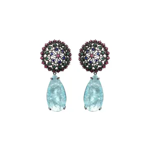 Pre Order:  Floral Stud Base Zircon Earrings