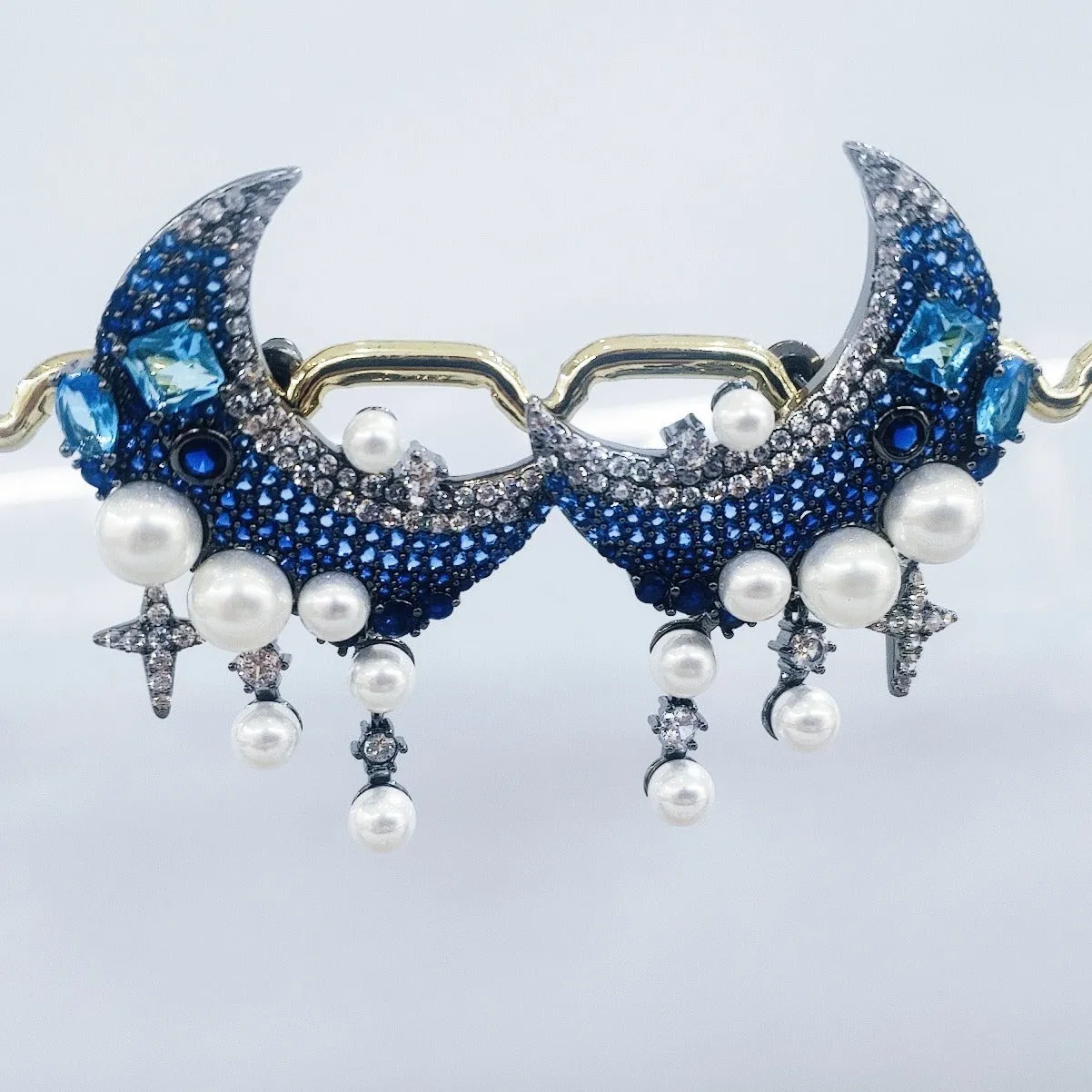 Pre Order:  Micro Inlaid Zirconium Moon Pearl Earrings