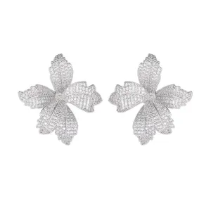 Pre Order:  Zircon Blooming Lily Flower Earrings