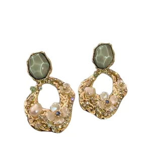 Pre Order:  Zircon Pearl Flower Drop Earrings