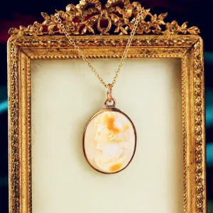 Pretty Vintage Pink Coral Cameo Pendant