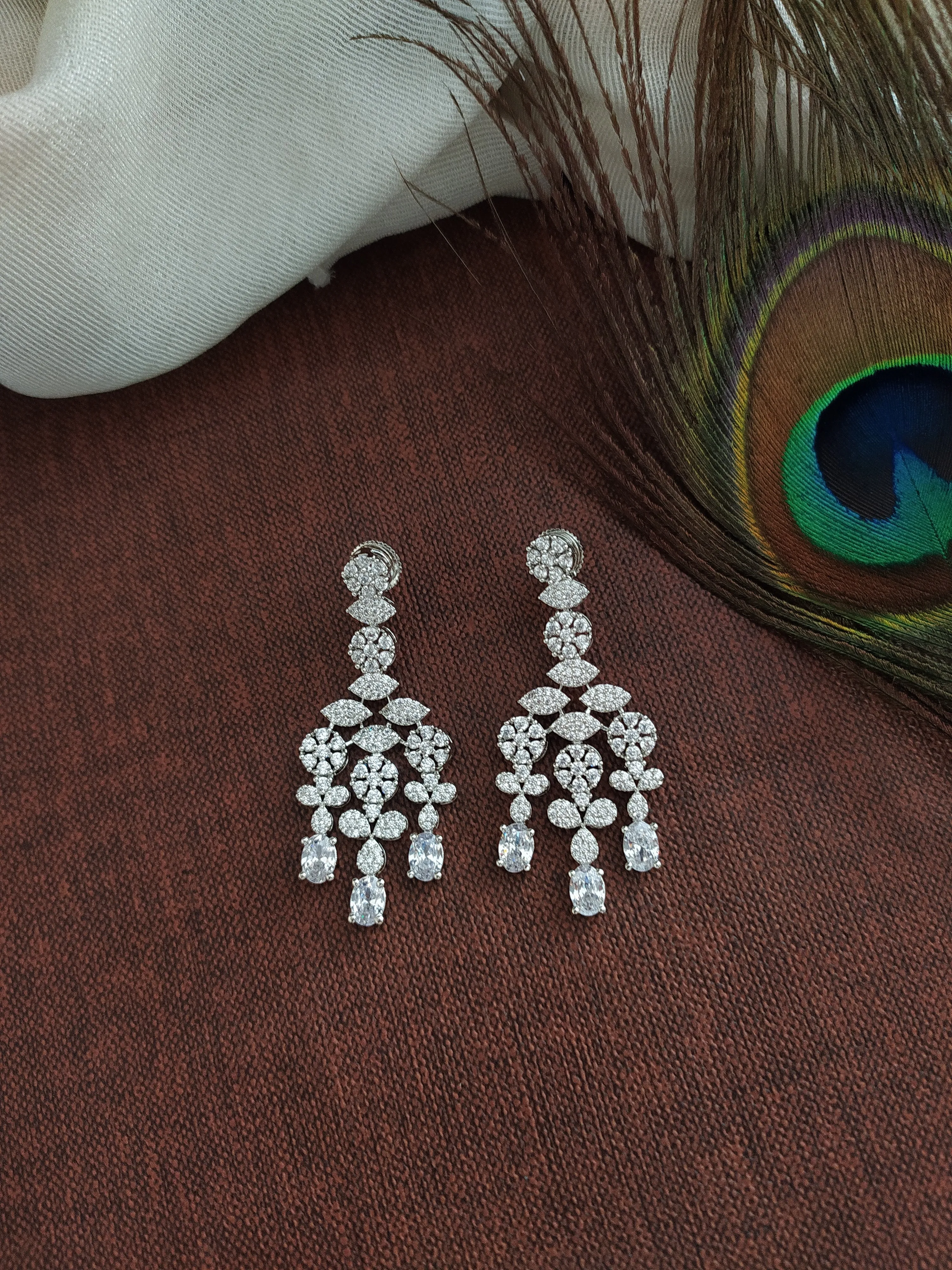 Radiant Florals Rhodium-Plated Zircon Necklace Set
