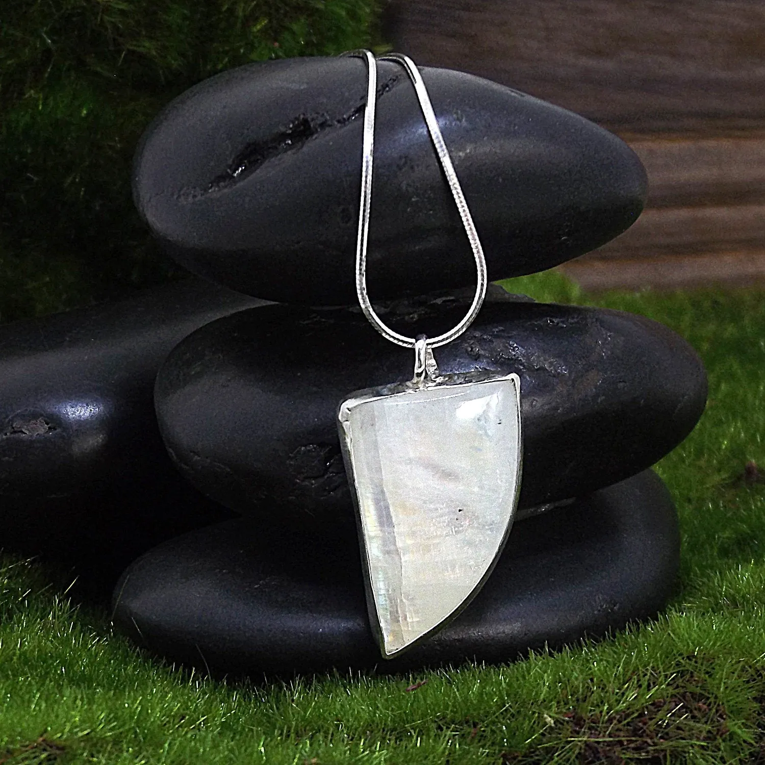 Rainbow Moonstone Gemstone Necklace for Serenity