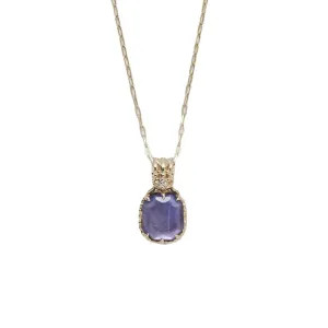 Retro Rectangular Amethyst Necklace