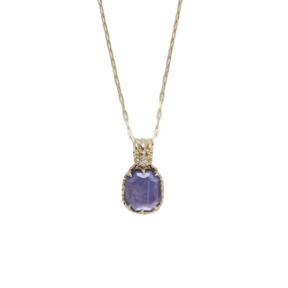 Retro Rectangular Amethyst Necklace